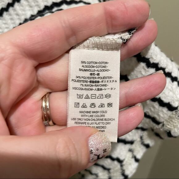 We The Free Peplum Striped Raw Hem Thermal Top Black and White Small - Picture 8 of 10